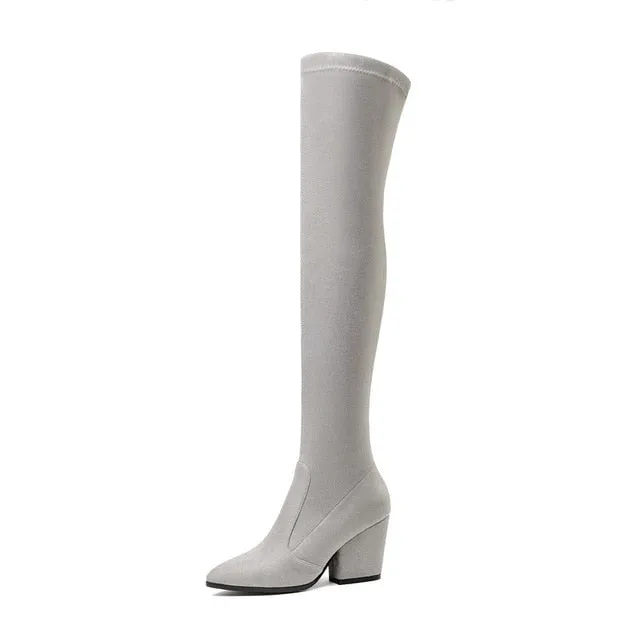 Over The Knee High Winter Shoes Pointed Toe Boots