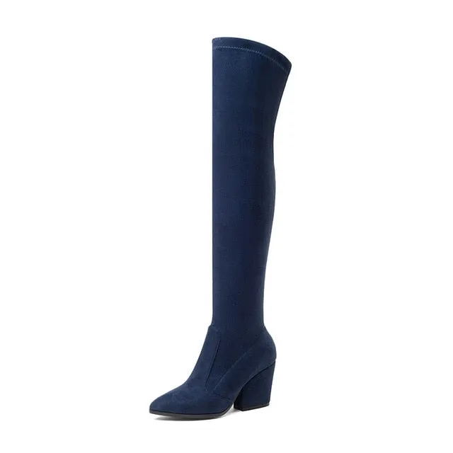 Over The Knee High Winter Shoes Pointed Toe Boots