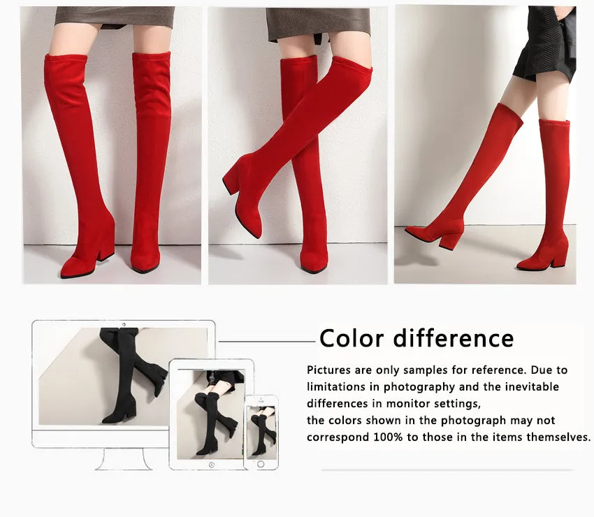 Over The Knee High Winter Shoes Pointed Toe Boots