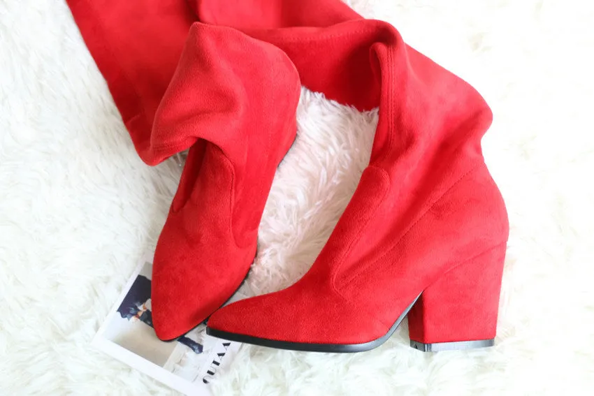 Over The Knee High Winter Shoes Pointed Toe Boots