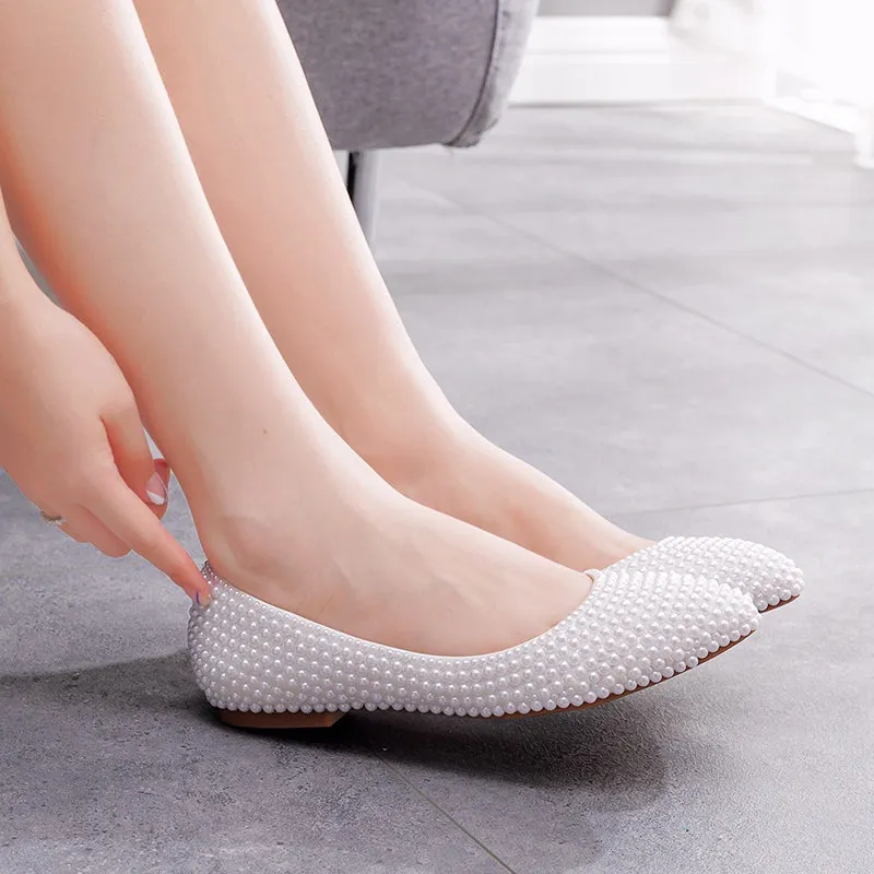 Pearls ballet flats for wedding