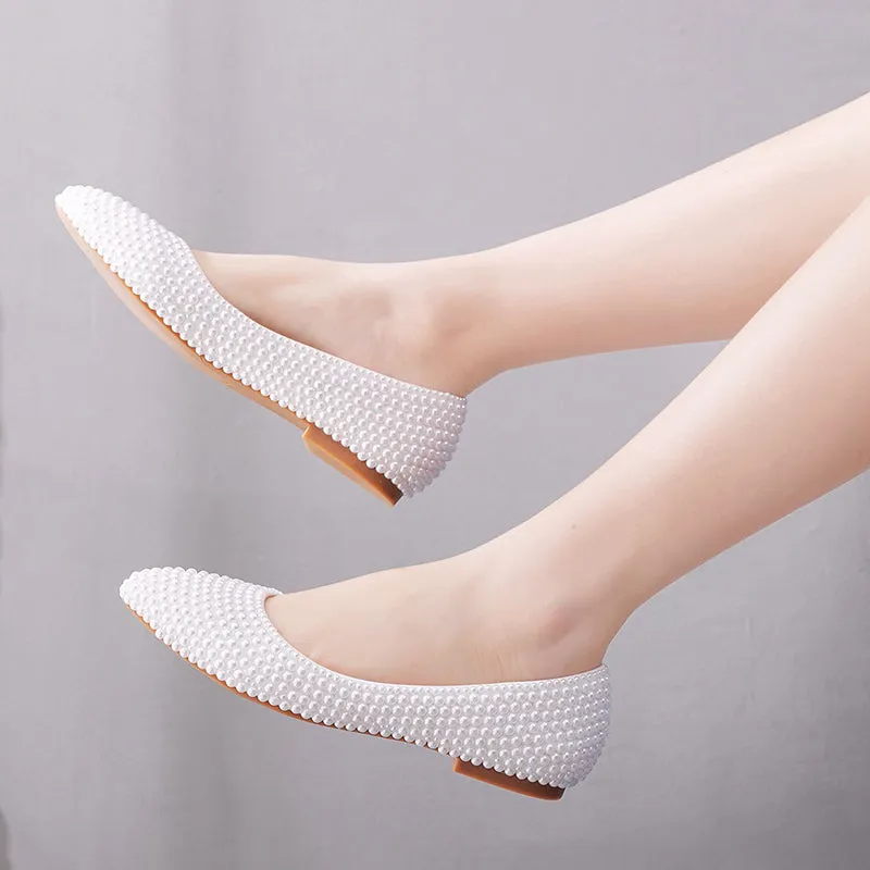 Pearls ballet flats for wedding