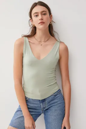 Petal - V-Neck Wide Strap Tank - Sage - Exclusively Online