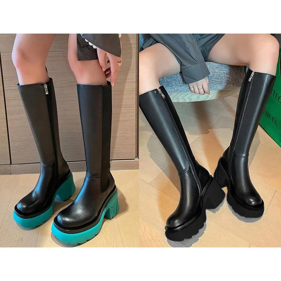 Punk Gothic Long Boots, Fashionable Botas Mujer Female