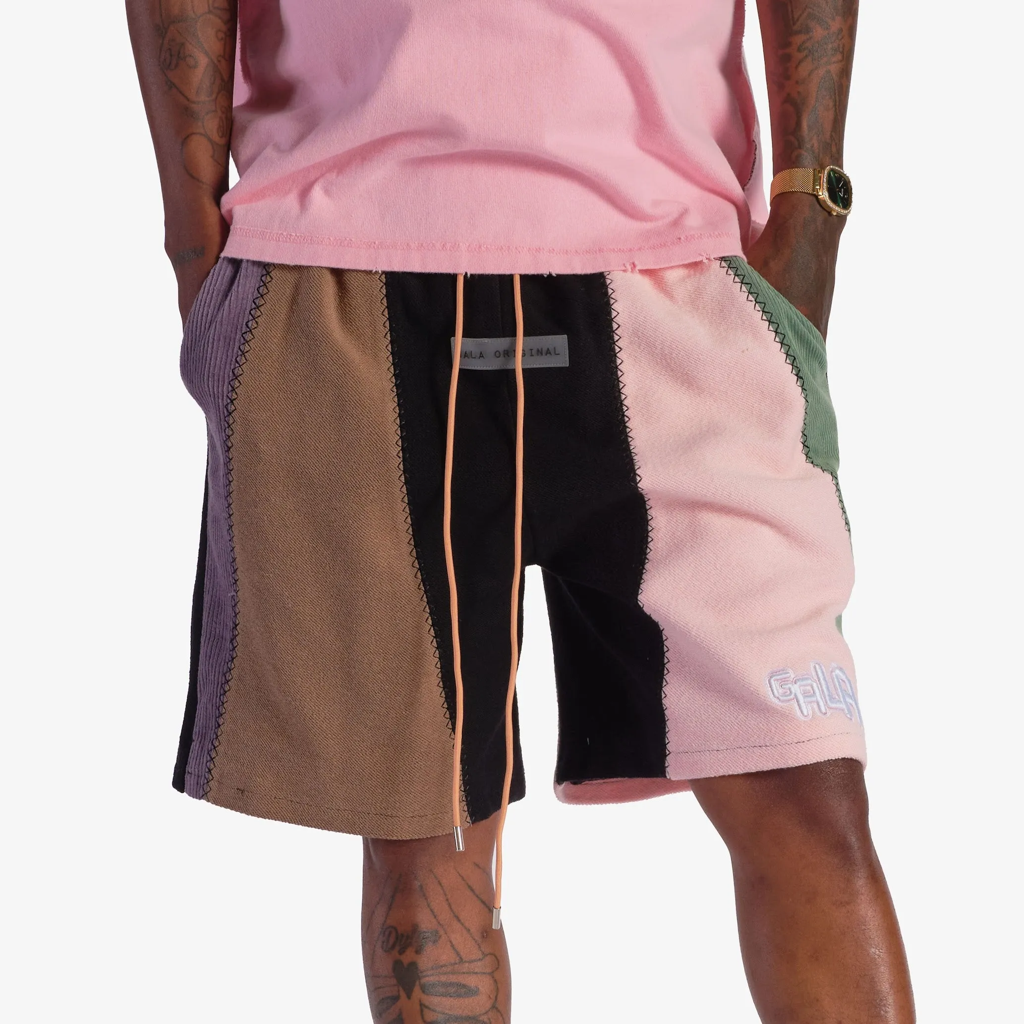 "Slicer" Panel Shorts (pink/brown)