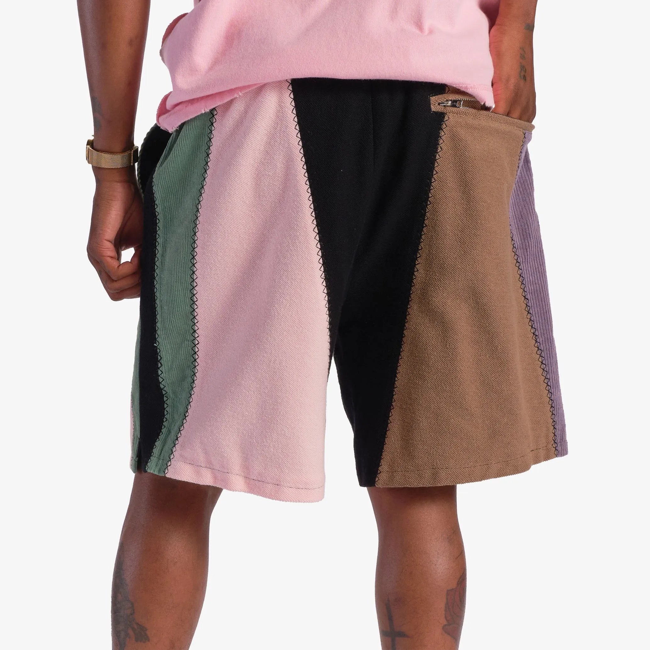 "Slicer" Panel Shorts (pink/brown)