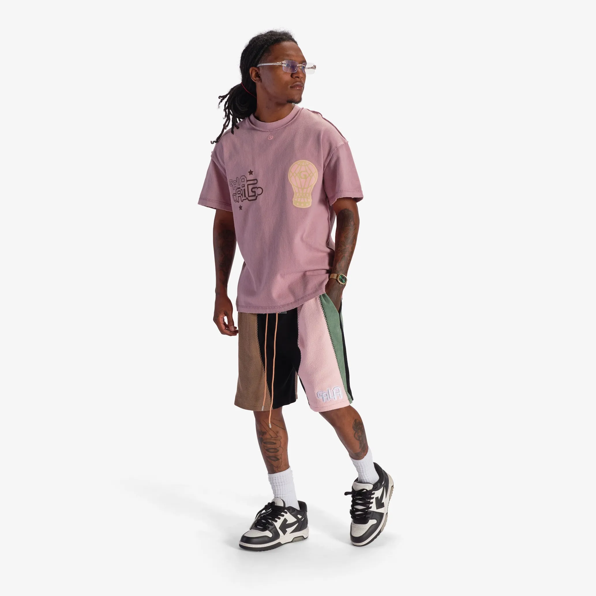 "Slicer" Panel Shorts (pink/brown)