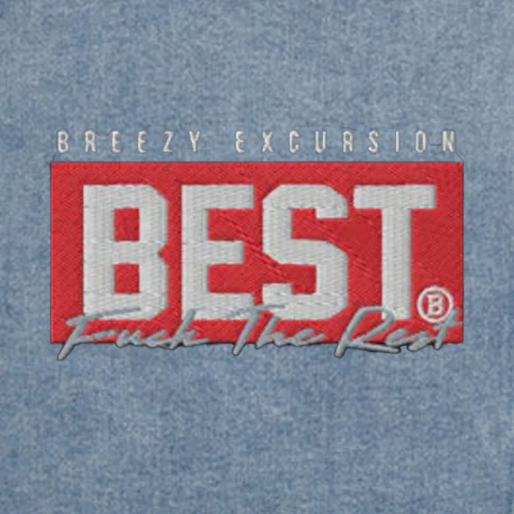 RED BEST BOX Signature denim sherpa jacket