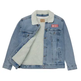 RED BEST BOX Signature denim sherpa jacket