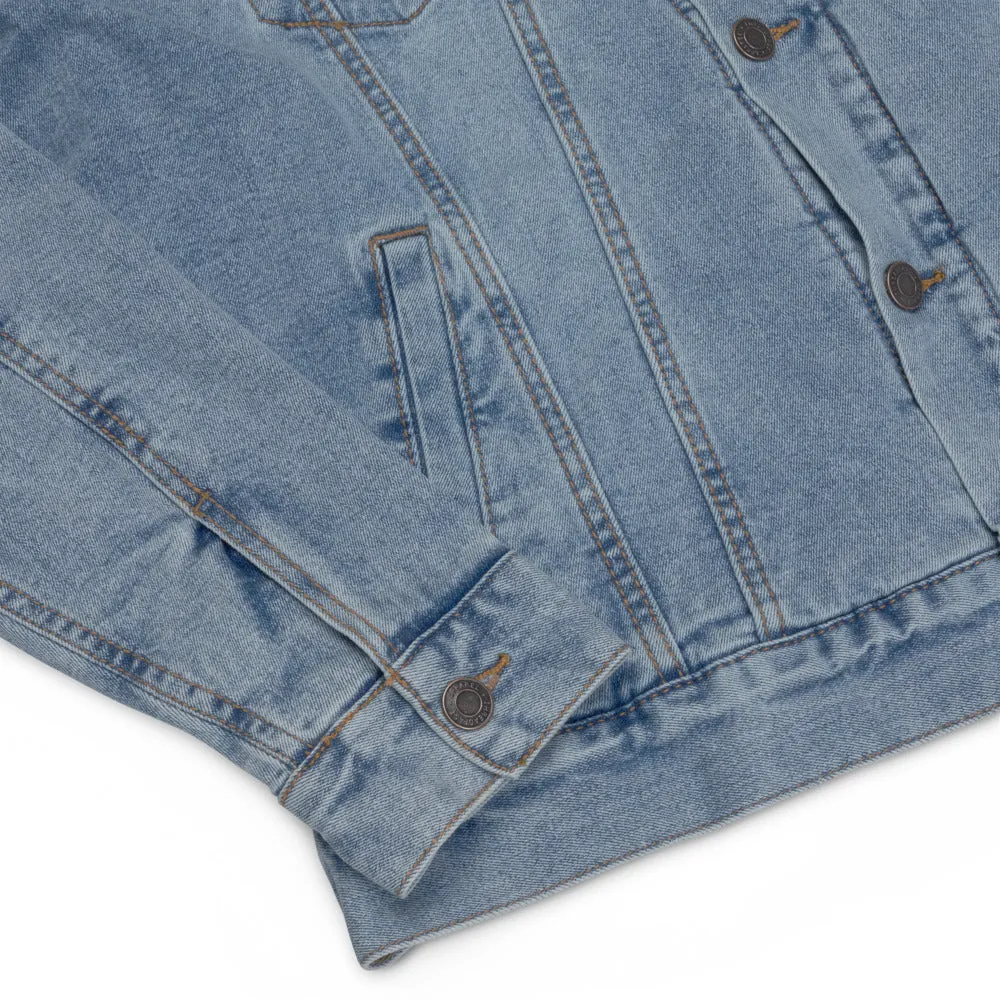 RED BEST BOX Signature denim sherpa jacket