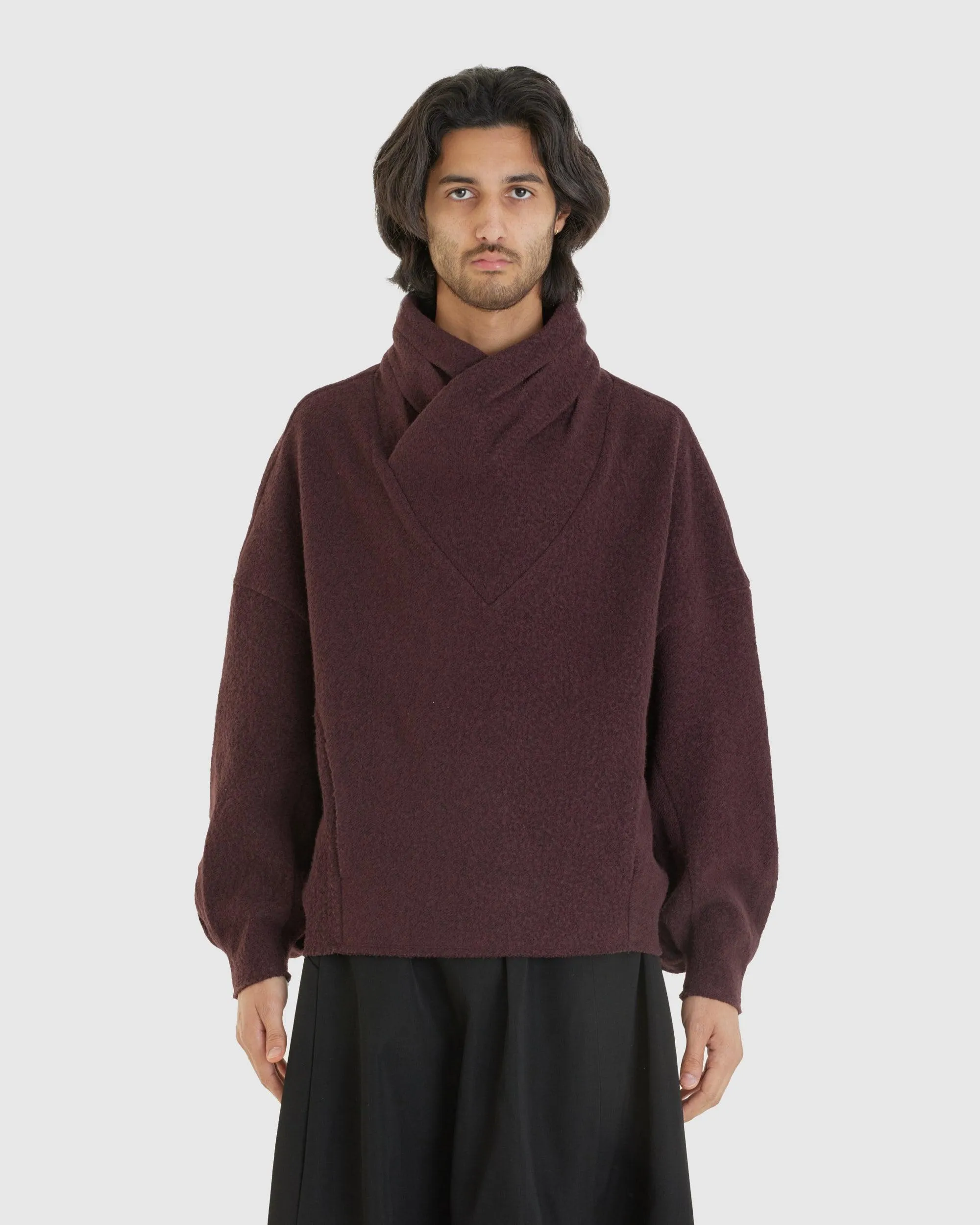 Resonance Pleat Sweater Reddish Brown