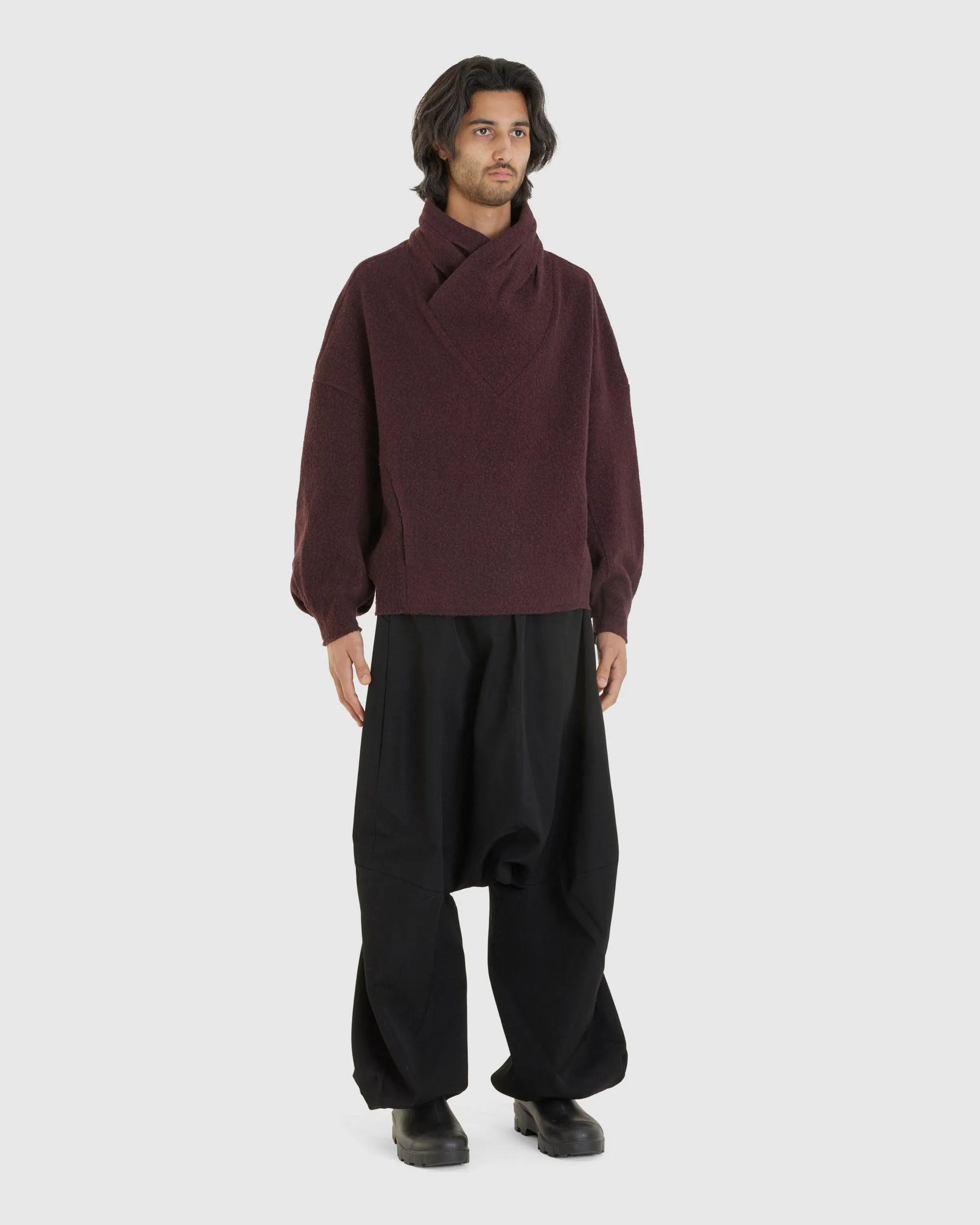 Resonance Pleat Sweater Reddish Brown