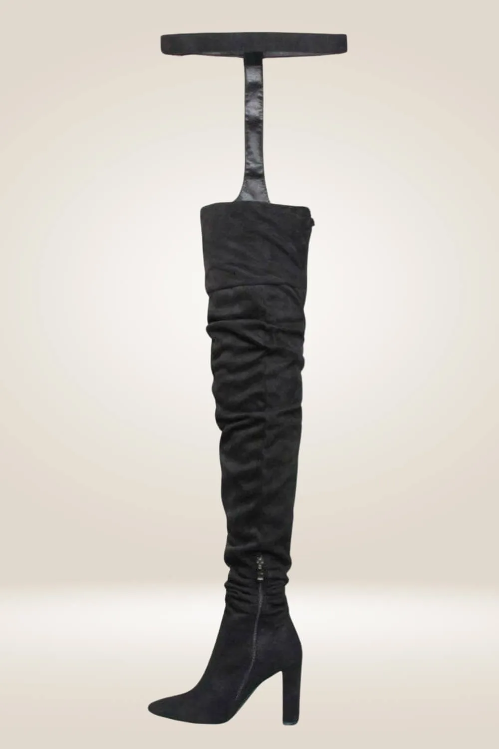 Rihanna Over the Knee Black Boots With Waist Belt