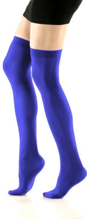 Royal Blue Opaque Thigh High Stockings (Women's)