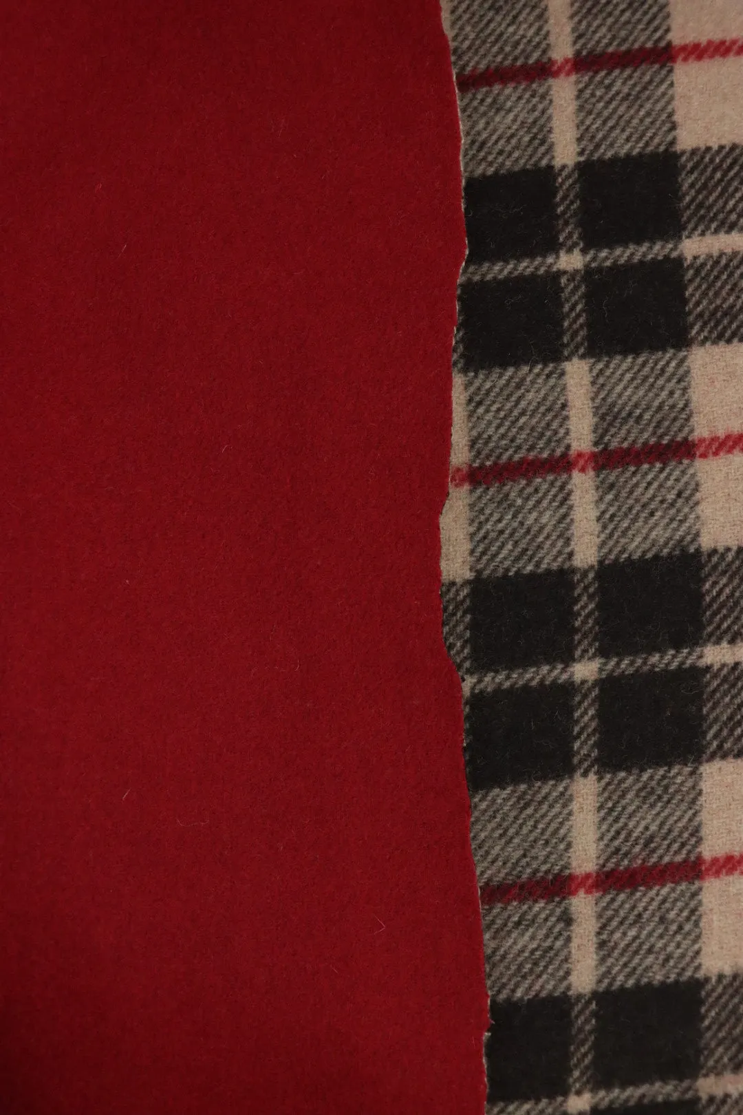 Sand/Black/Red Plaid Melton Double Weave Wool | By The Half Yard