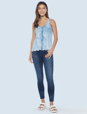 Scallop Edged Button-Front Top