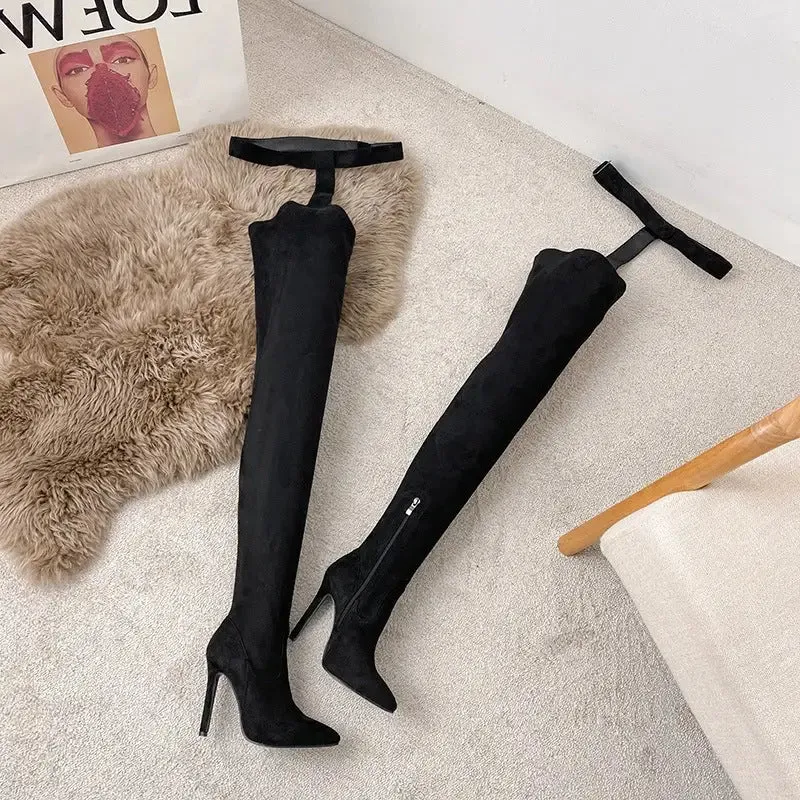 Sexy Over-The-Knee Snake Print Boots All-In-One Pants Boots Women