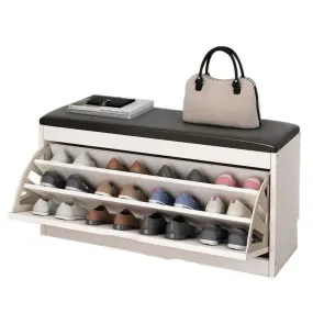 Shoe Storage Bench MaxStore High-Capacity Entryway Organizer with Cushioned Seat