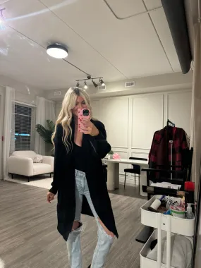 Sia Cable Knit Cardigan -Black-SALE