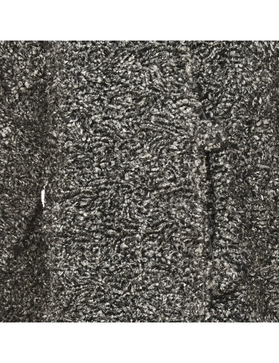 Single Breasted Black & Grey Textured Wool Coat - L