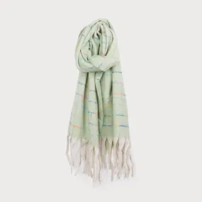 Soft Stripes Tassel Scarf - Avocado (caracol)