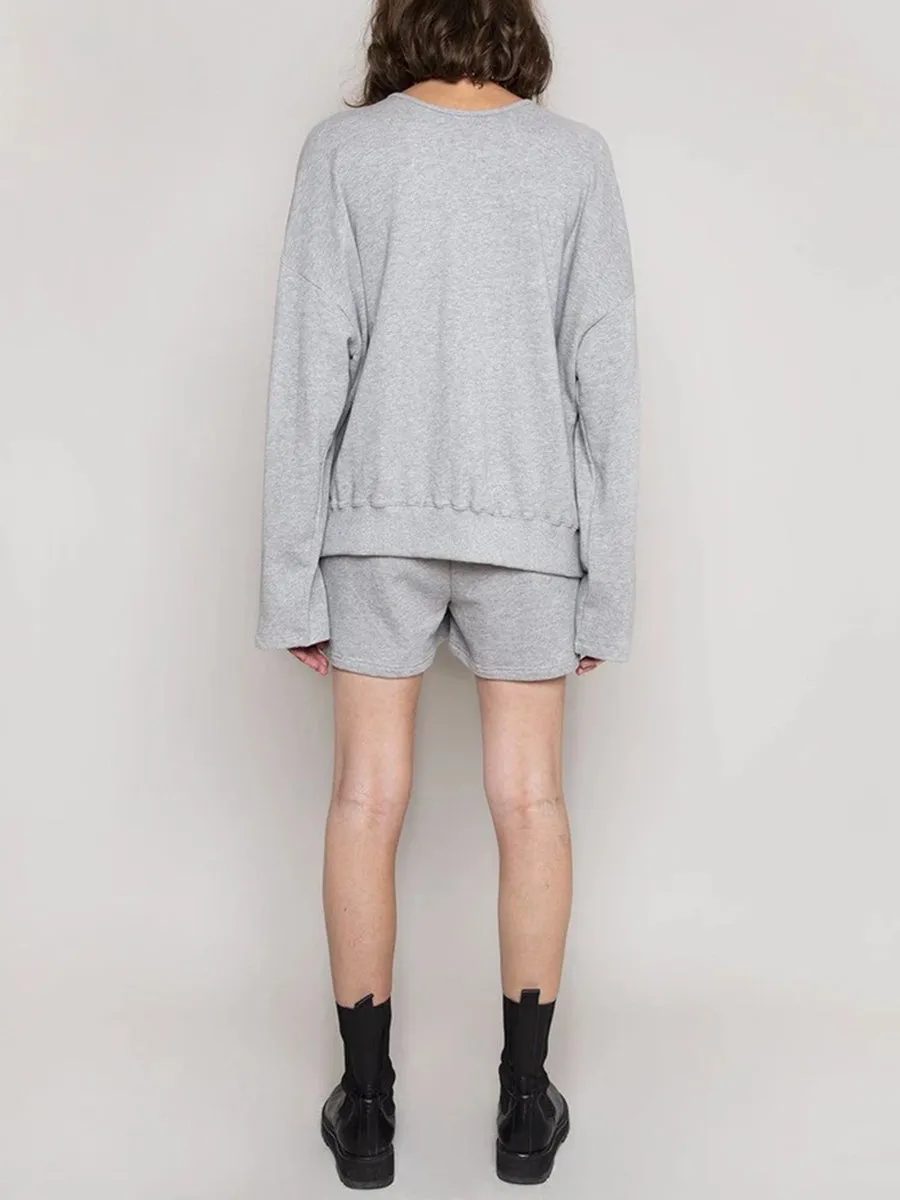 Solid Color Comfortable Long Sleeve Shorts Suit