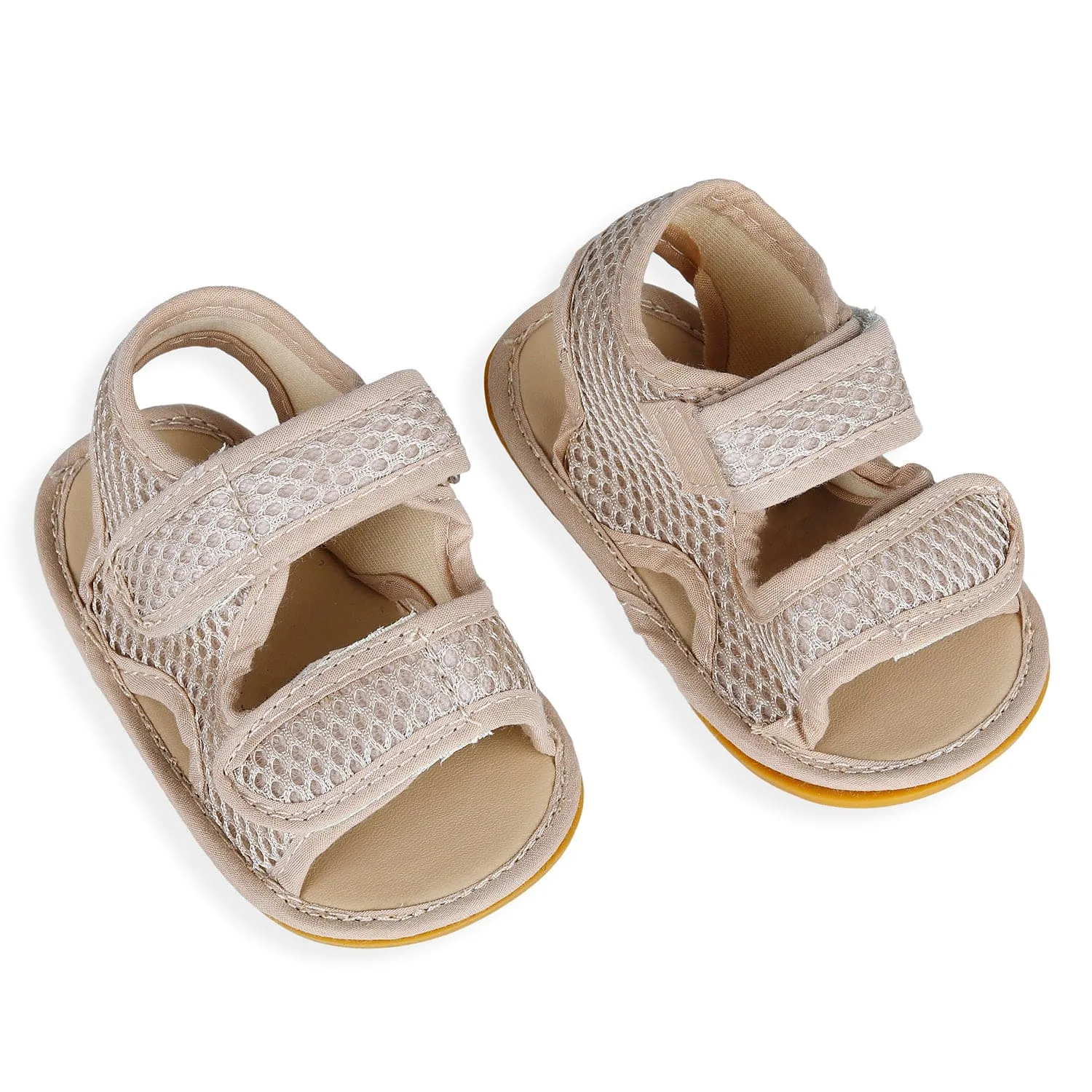 Solid Hookloop Comfortable Anti-skid Floater Sandals - Beige