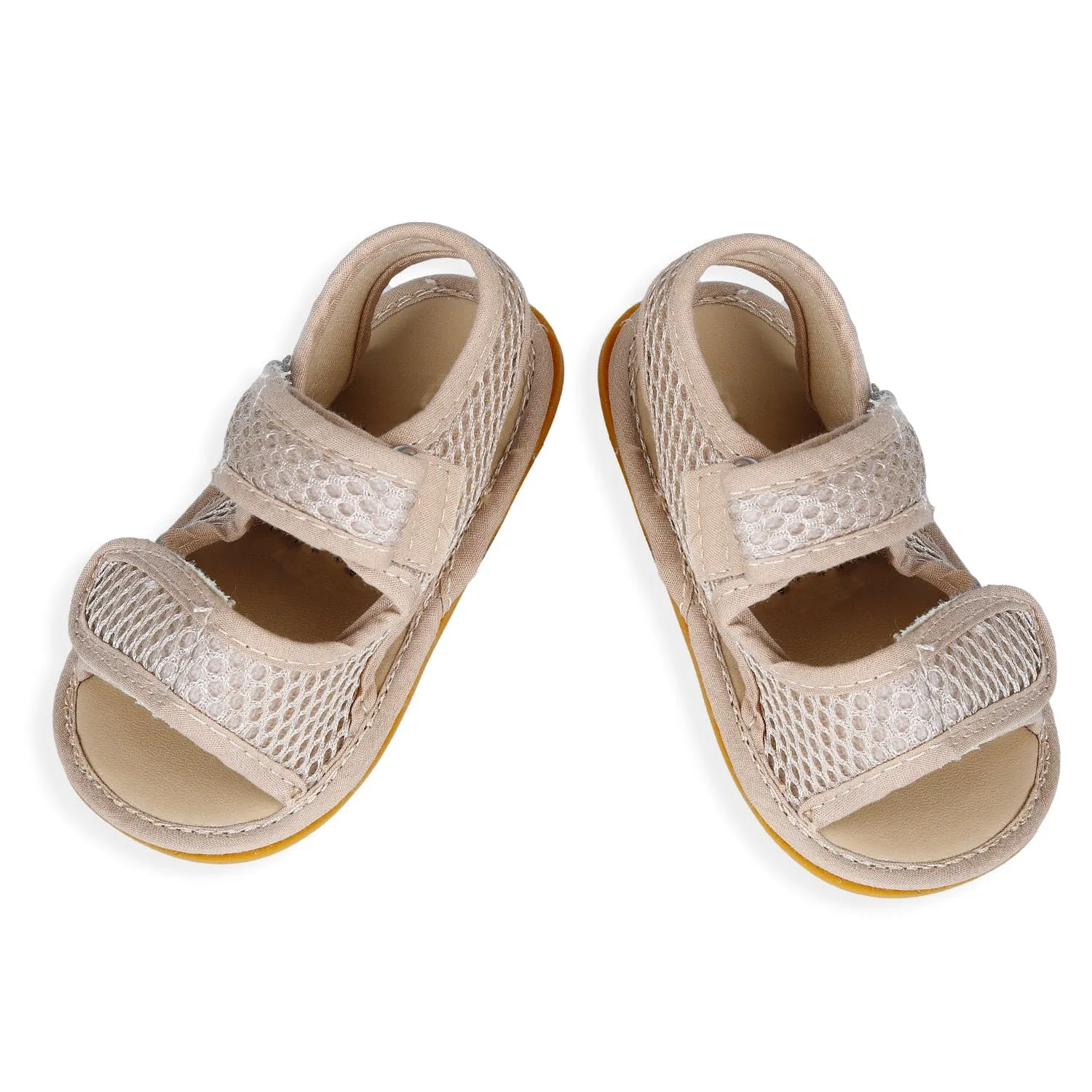 Solid Hookloop Comfortable Anti-skid Floater Sandals - Beige