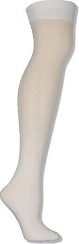 Solid White Opaque Thigh High Stockings (Women's)