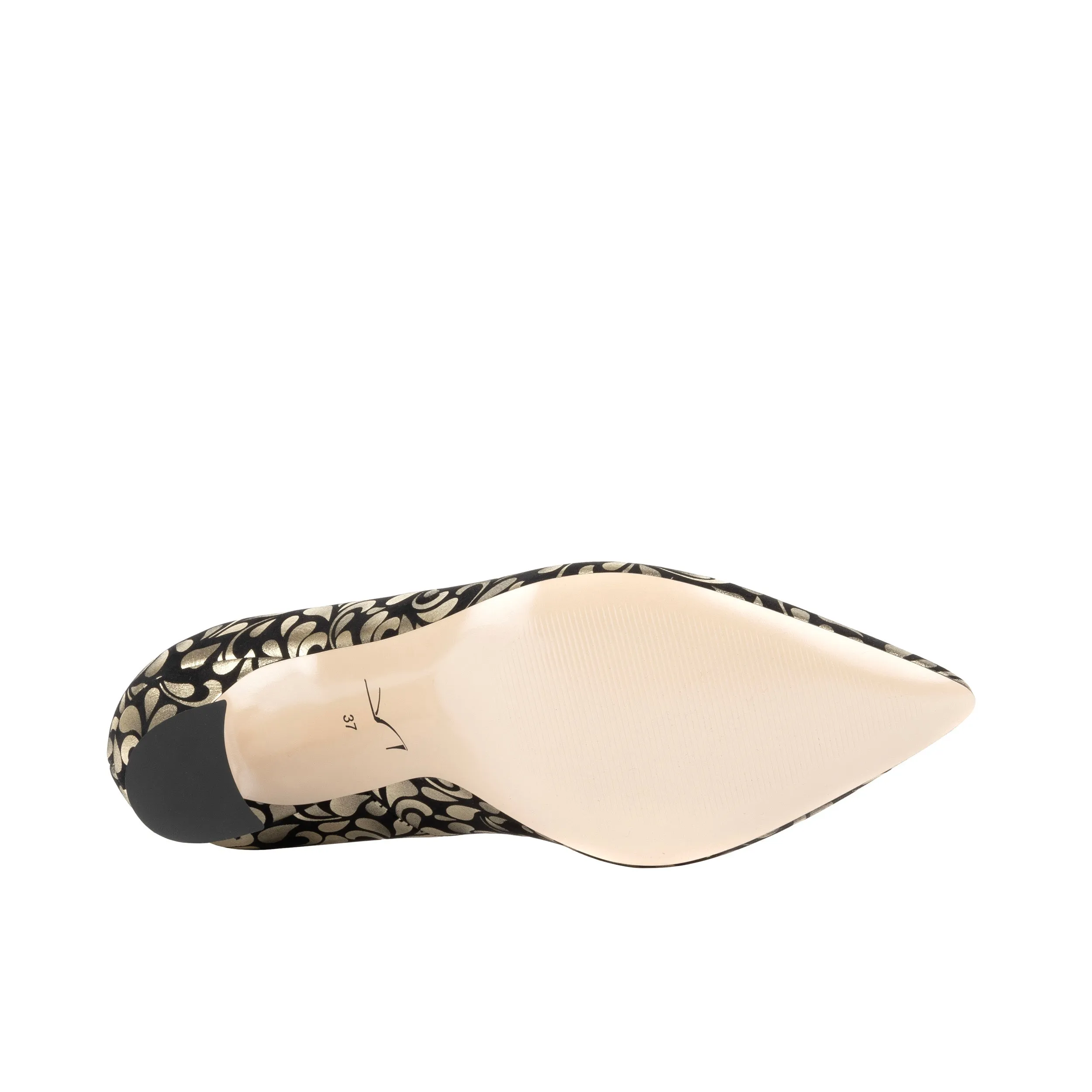 Sophia Hollywood - Gold - Women's pointed 3 inch heel pump in black and gold leather