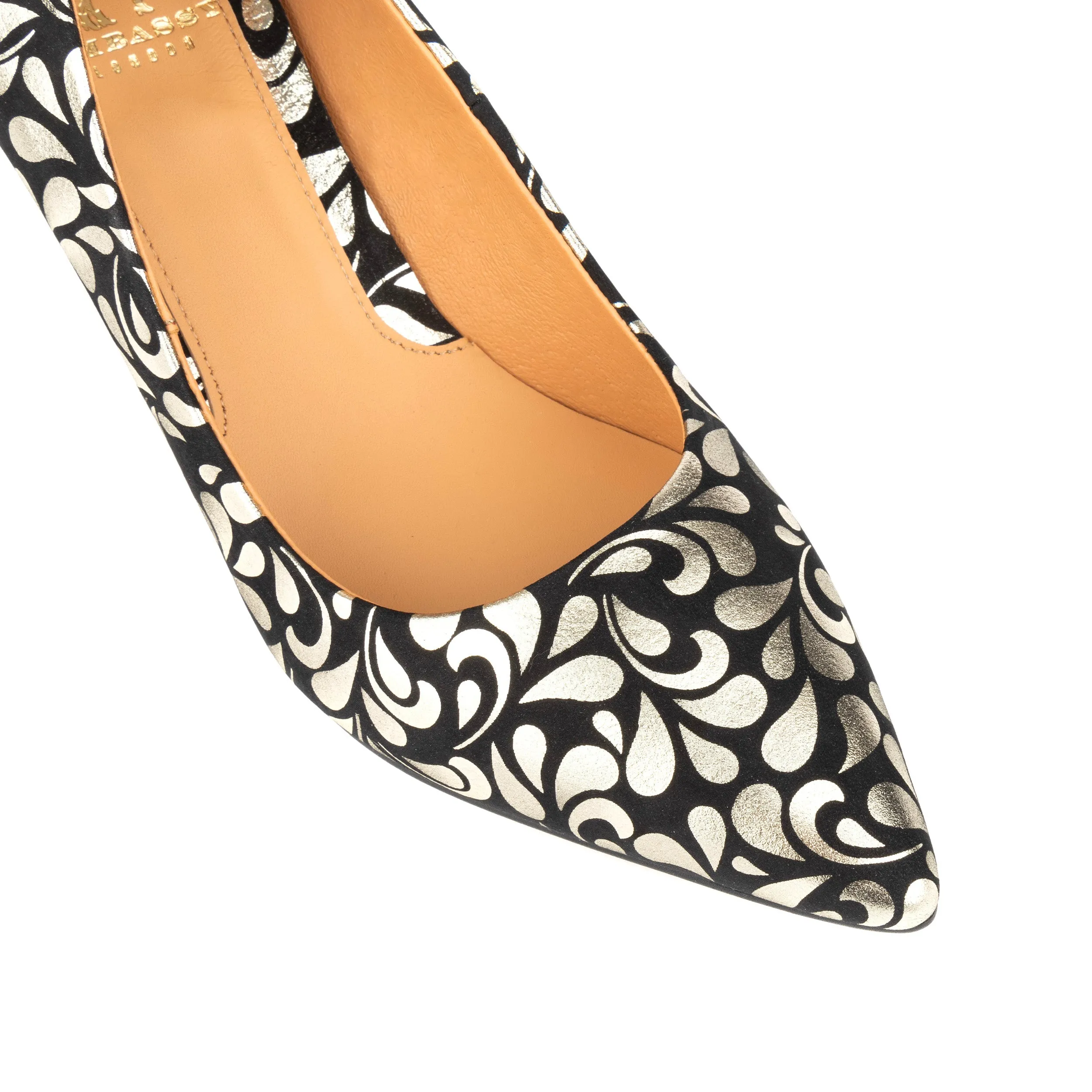 Sophia Hollywood - Gold - Women's pointed 3 inch heel pump in black and gold leather