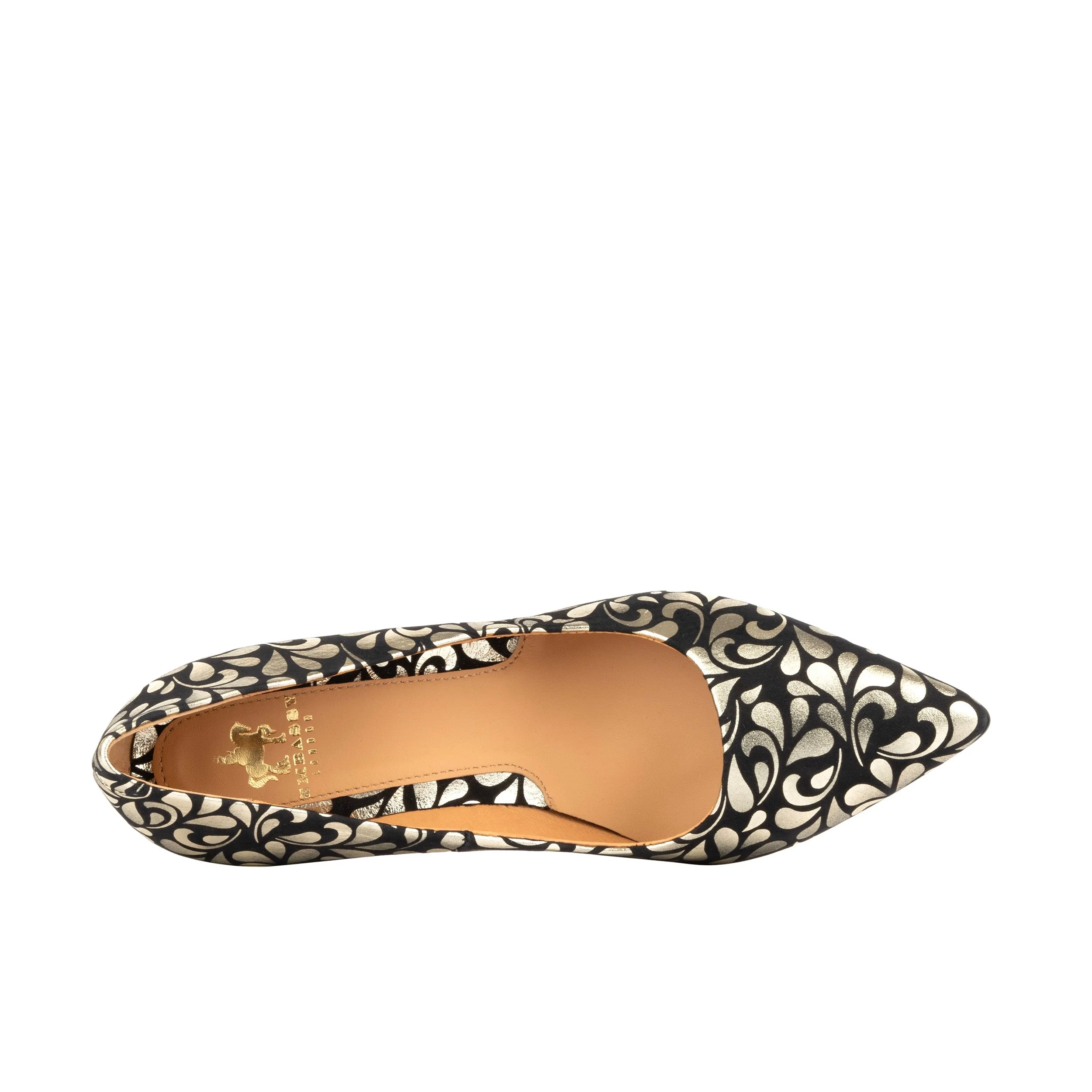 Sophia Hollywood - Gold - Women's pointed 3 inch heel pump in black and gold leather