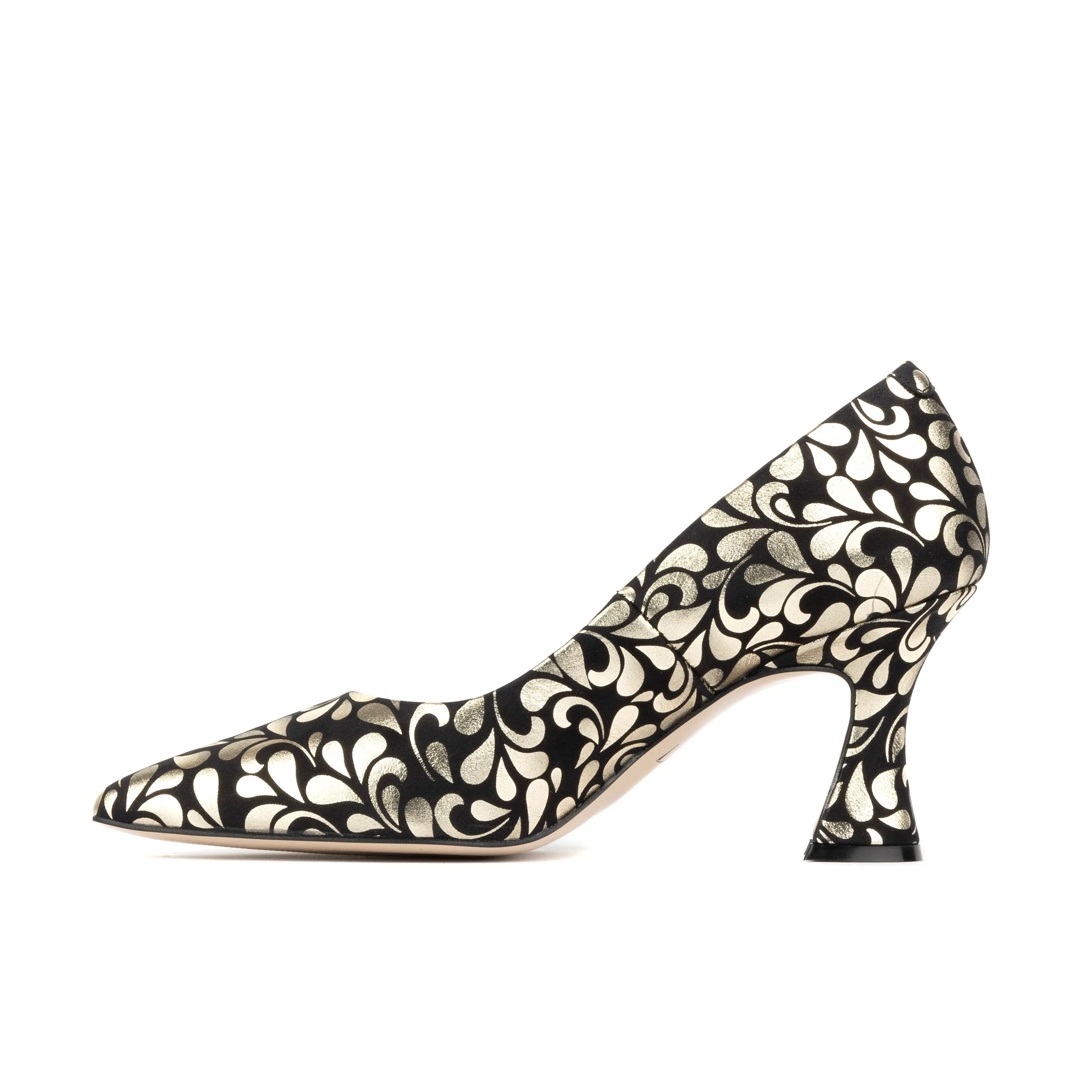 Sophia Hollywood - Gold - Women's pointed 3 inch heel pump in black and gold leather