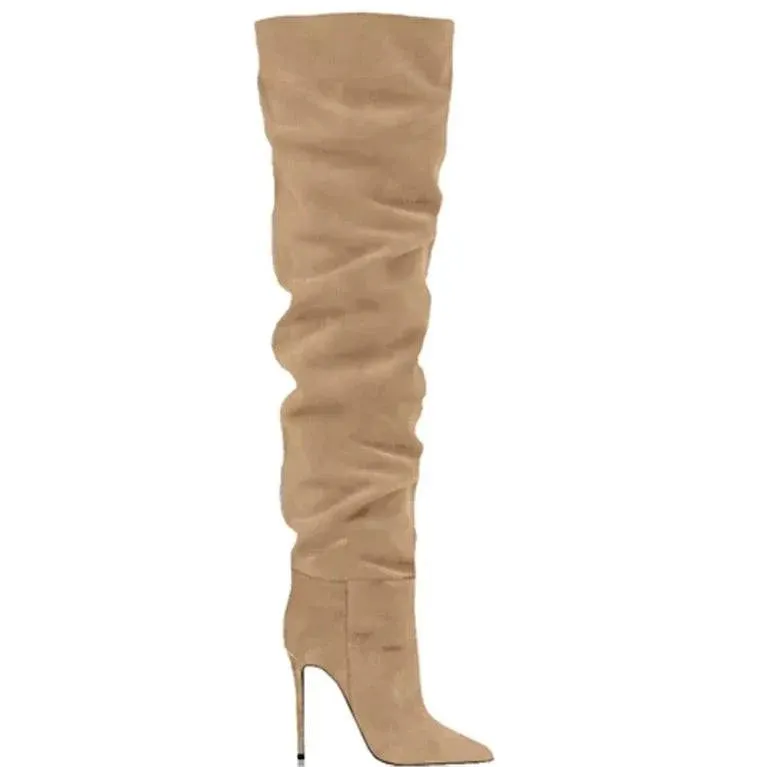 Suede Over-the-Knee Stiletto Boots