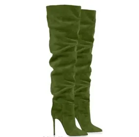 Suede Over-the-Knee Stiletto Boots