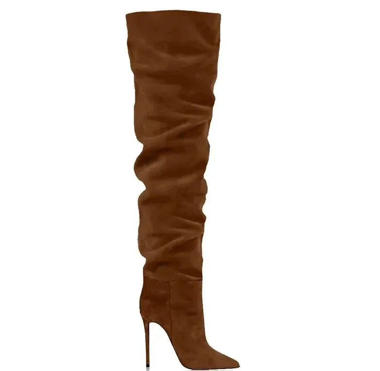 Suede Over-the-Knee Stiletto Boots