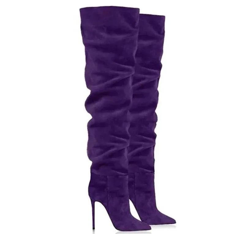 Suede Over-the-Knee Stiletto Boots