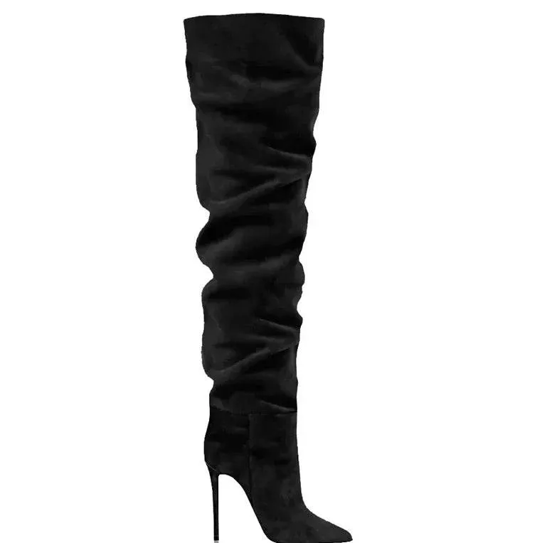 Suede Over-the-Knee Stiletto Boots