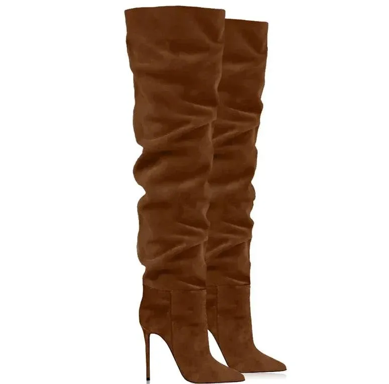 Suede Over-the-Knee Stiletto Boots