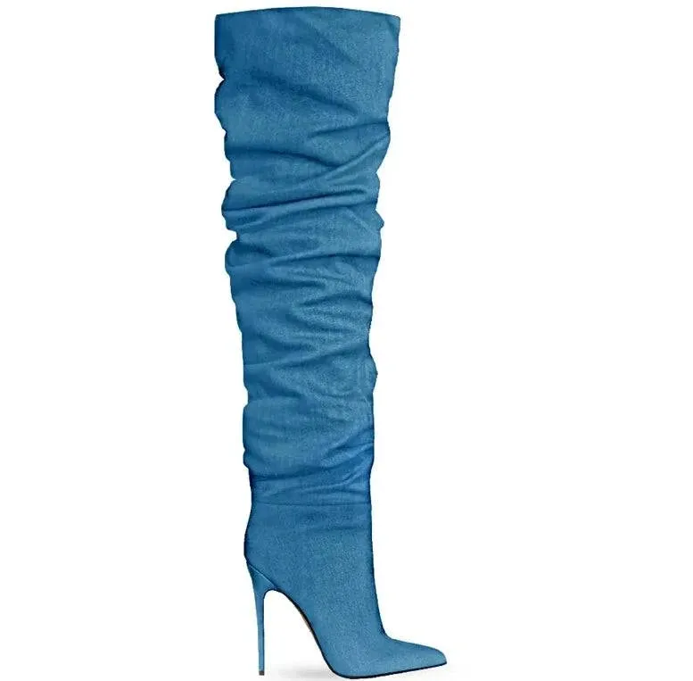 Suede Over-the-Knee Stiletto Boots
