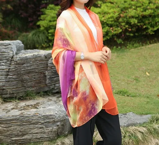 Summer Soft Silk Women's Long Shawl Scarf