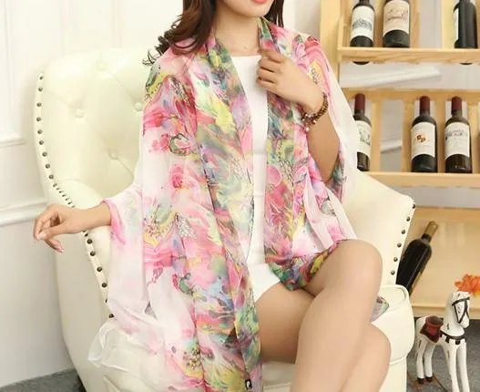 Summer Soft Silk Women's Long Shawl Scarf