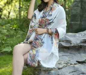 Summer Soft Silk Women's Long Shawl Scarf
