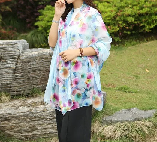 Summer Soft Silk Women's Long Shawl Scarf