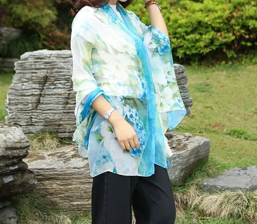 Summer Soft Silk Women's Long Shawl Scarf