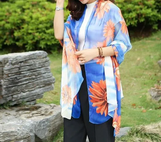Summer Soft Silk Women's Long Shawl Scarf