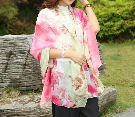 Summer Soft Silk Women's Long Shawl Scarf