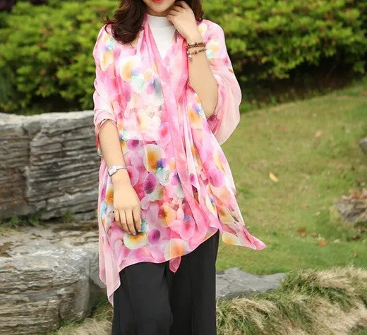 Summer Soft Silk Women's Long Shawl Scarf