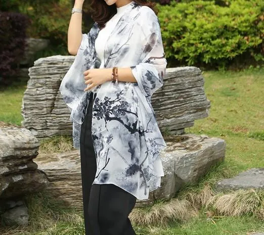 Summer Soft Silk Women's Long Shawl Scarf