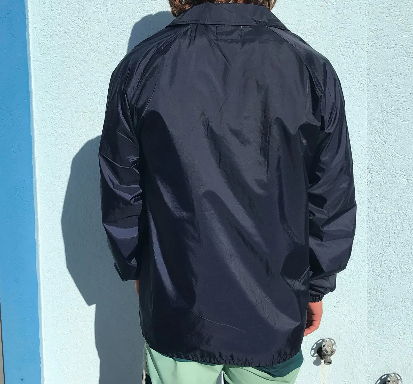 Surf Station Nylon Men's Windbreaker Jacket - Navy